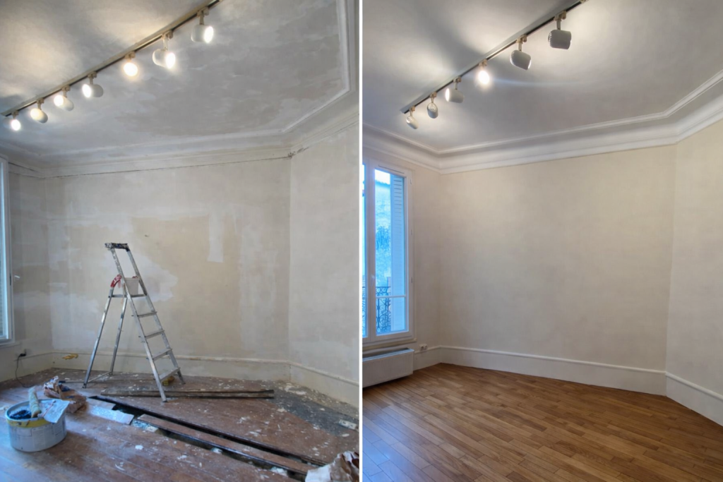 avant après parquet et peinture